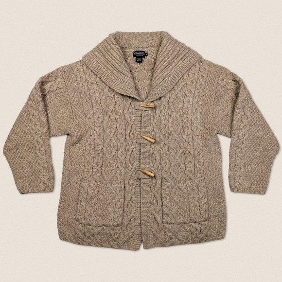 Vintage Grandpa Wool Chunky Cardigan Sweater J Peterman fisherman Size Medium - Picture 1 of 4